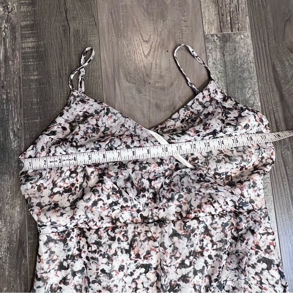 Express Ruffle Wrap Front Maxi Dress Medium Front Slit Ivory Multicolor Print - Picture 12 of 16